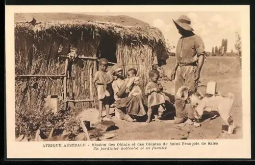 AK Afrique Australe, Un jardinier hottentot et sa famille, Afrikanische Familie