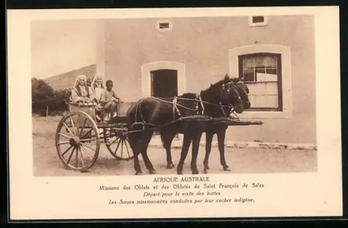 AK Afrique Astrale, Missions des Oblats et des Oblates de Saint-Francois de Sales, Départ pour la visite des huttes