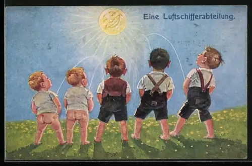 AK Eine Luftschifferabteilung, Toilettenhumor