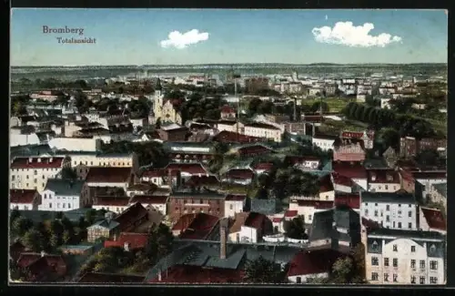 AK Bromberg / Bydgoszcz, Ortsansicht mit Kirche aus der Vogelschau