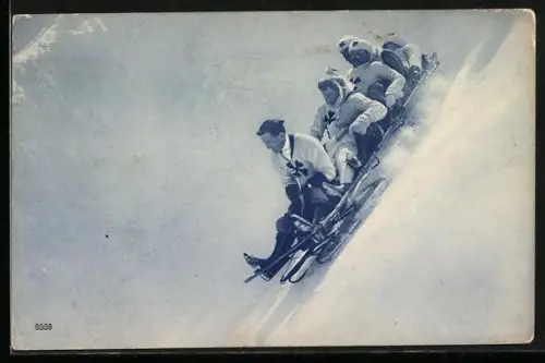 AK Sport-Rodelschlitten auf steiler Abwärtsfahrt