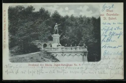 Mondschein-AK Gravelotte-St. Hubert, Denkmal Rheinisches Jäger-Bataillon No. 8