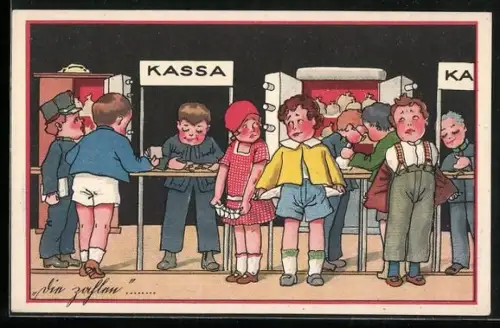 AK Kinder bezahlen in der Bank