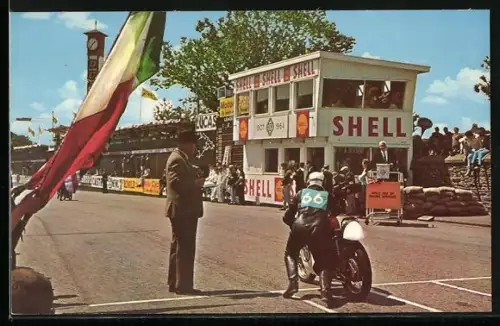 AK Isle of Man, Motor Cycle Racing, Grand Prix & T. T. Races, Schiebestart bei Motorradrennen, Startnummer 66