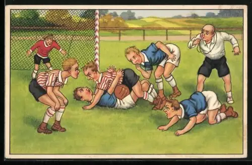 AK Fussball, Zweikampf um den Ball, Humor