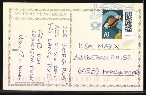 AK Hochalmhütte, Ansicht mit Alpspitze, Wirtin mit Kalb