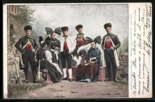 AK Leglshurst, Hanauer in badischen Volkstrachten