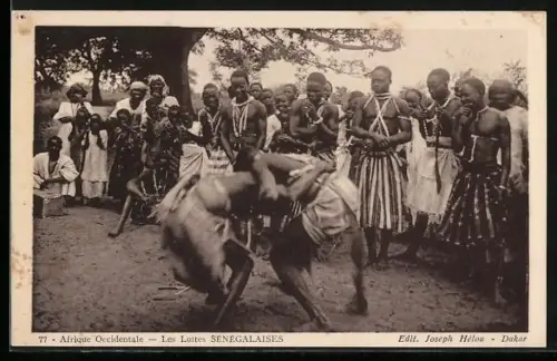 AK Afrique Occidentale Francaise, Les Luttes Sénégalaises, Männer beim Ringen