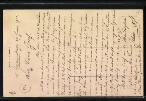 Lithographie Dicker im Badeanzug springt vom Sprungbrett ins Wasser am Meer