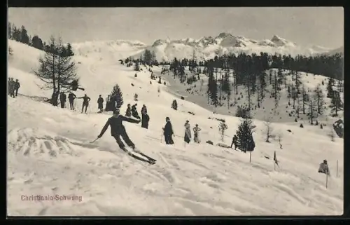 AK Christiania-Schwung, Skiläufer in den Bergen