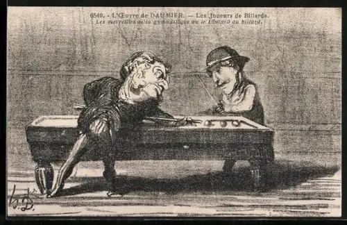 Künstler-AK sign. H. Daumier: Les Joueurs de Billards