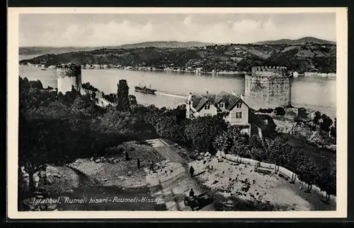 AK Istanbul, Roumeli-Hissar aus der Vogelschau