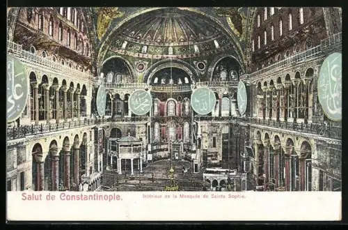 AK Constaninople, Interieur de la Mosquee de Sainte Sophie