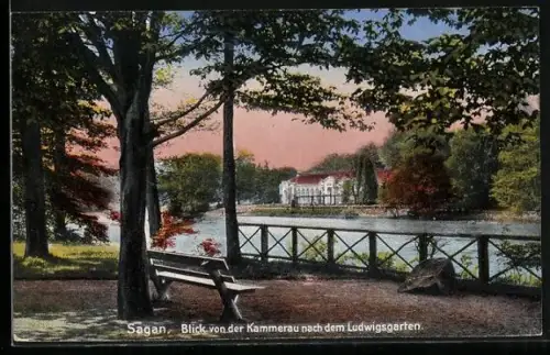 AK Sagan, Blick von der Kammerau nach dem Ludwigsgarten