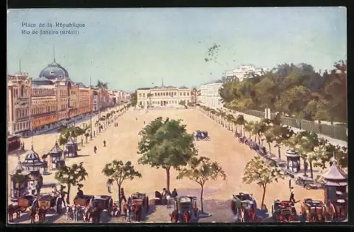 Künstler-AK Rio de Janeiro, Place de la République