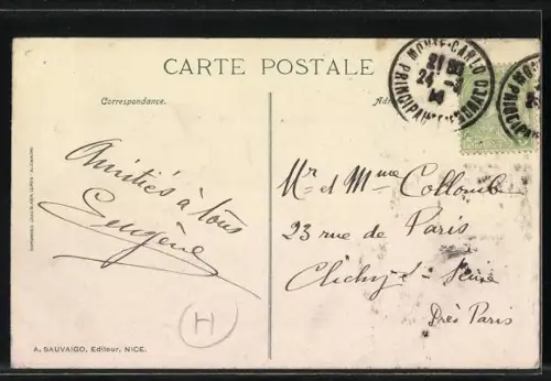 AK Monte Carlo, vue sur le casino, cours d`hydro-aèroplanes et de canots automobiles