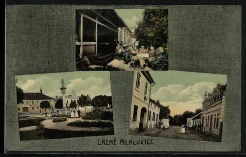 AK Lázne Mlazovice, verschiedene Ortsansichten