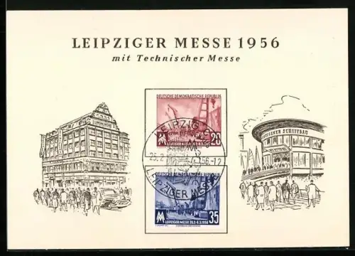 AK Leipziger Messe 1956, Technische Messe, Messegebäude