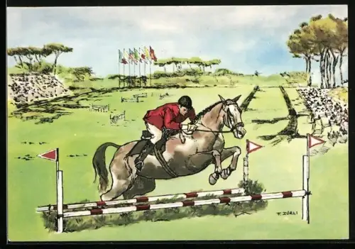 AK Roma, XVII Olimpiade 1960, Reiter überspringt eine Hürde, Olympia