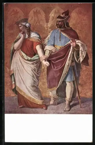 AK Das Nibelungenlied, Brunhilde und Gunther