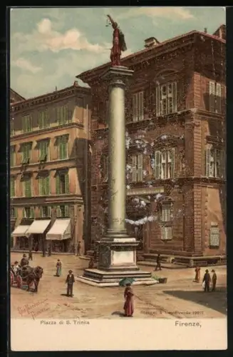Künstler-AK Firenze, Piazza di S. Trinita