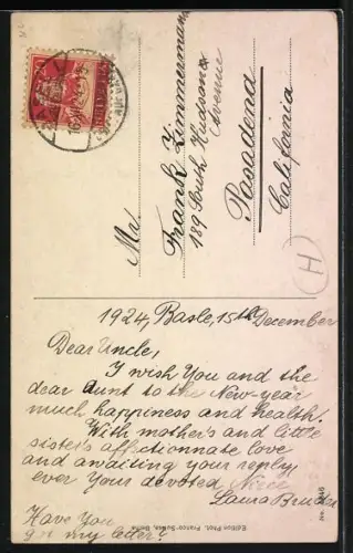 AK Basel, Rathaus mit Wochenmarkt