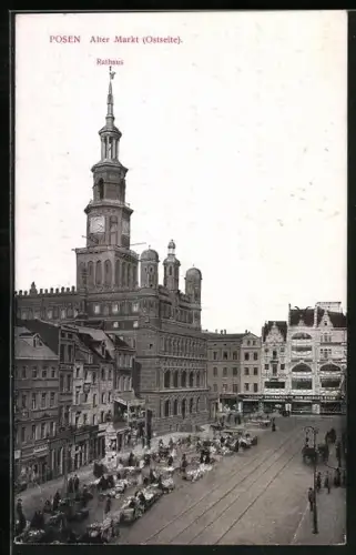 AK Posen / Poznan, Rathaus und Alter Markt, Ostseite