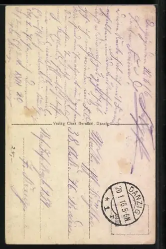 AK Danzig, Müllergewerkshaus und Katharinenkirche