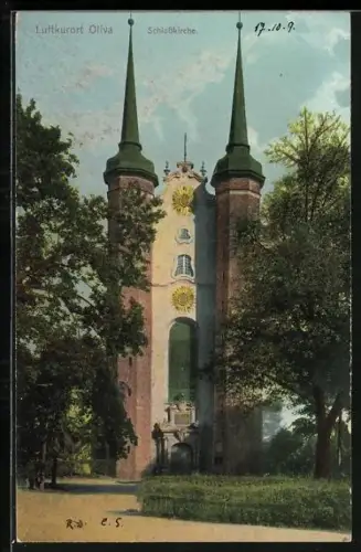 AK Oliva, Partie an der Schlosskirche