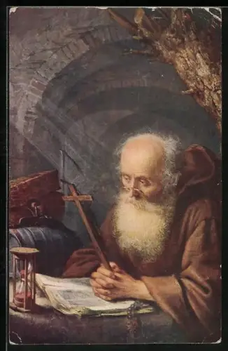 Künstler-AK sign. Gerard Dou: Der Einsiedler