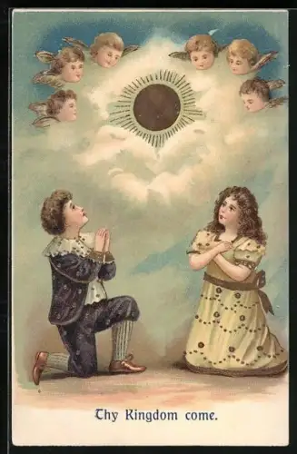 AK Betende Kinder und Engel