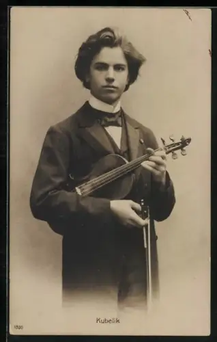 AK Jan Kubelik in seinen jungen Jahren mit einer Violine in der Hand