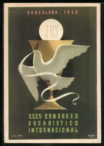 Künstler-AK Barcelona, XXXV Congreso Eucaristico Internacional 1952