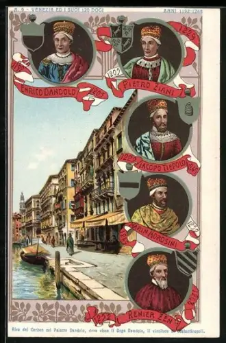 Lithographie Venezia, Venezia ed i suoi 120 Dogi Nr. 9, Enrico Dandolo, Palazzo Dandolo