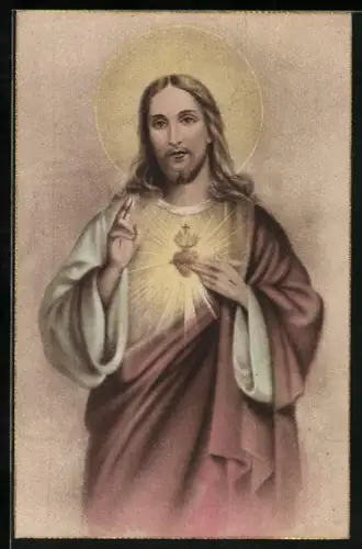 AK Jesus hält ein leuchtendes Herz, Religion