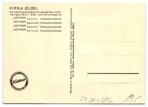 Seiden-AK Pirna, Dampfer auf der Elbe