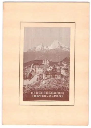 Seiden-AK Berchtesgaden /bayer. Alpen, Ortsansicht mit Alpenpanorama