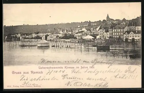 AK Remich, Überschwemmte Kirmes im Jahr 1901
