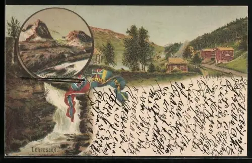 Lithographie Sulitjelma, Furulund, Lerfossen