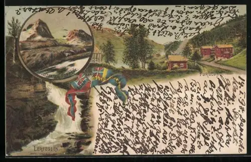 Lithographie Sulitjelma, Furulund, Lerfossen