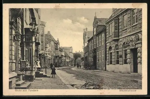 AK Tondern, Geschäft v. Karl Runge, Westerstrasse