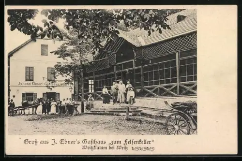 AK Weitzklamm bei Weiz, J. Ebner`s Gasthaus zum Felsenkeller