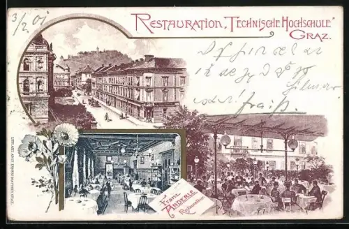 Künstler-AK Graz, Restaurant Technische Hochschule