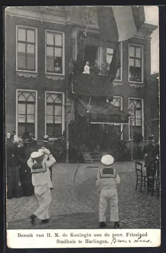 AK Harlingen /Friesland, Stadhuis, Bezoek van H. M. de Koningin aan de prov. Friesland
