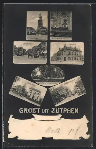 AK Zutphen, Groenmarkt, Gymnasium, Marschweg, Interieur St. Walburgskerk, Spittaalstraat