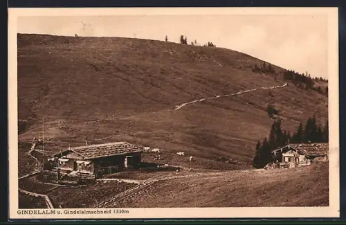 AK Schliersee, Berggasthaus Gindelalm und Gindelalmschneid