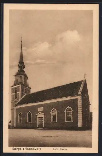AK Berge /Hannover, Lutherische Kirche, Totalansicht