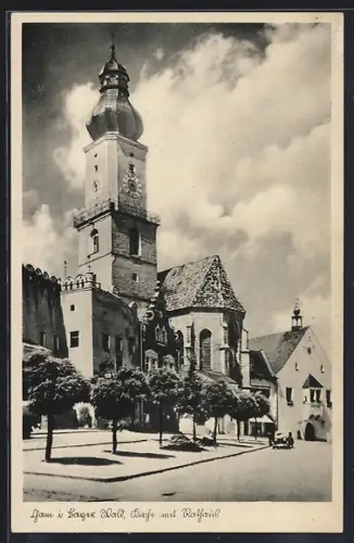 AK Cham i. Bayer. Wald, Kirche mit Rathaus
