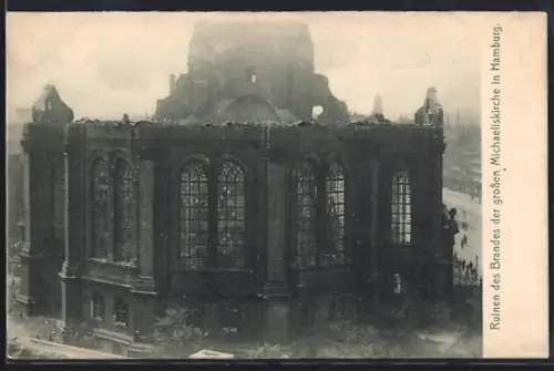 AK Hamburg-Neustadt, Ruinen des Brandes der grossen Michaeliskirche