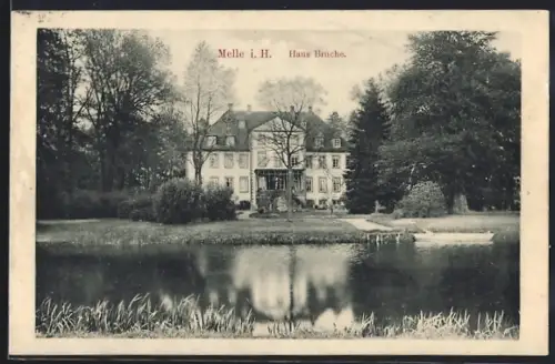 AK Melle i. H., Haus Bruch, Herrenhaus, Park, Teich